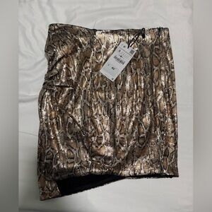 SHEIN Snake Print Mini Skirt - Brown and Gold